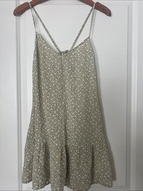 Abercrombie & Fitch Olive Green Floral Mini Slip Dress